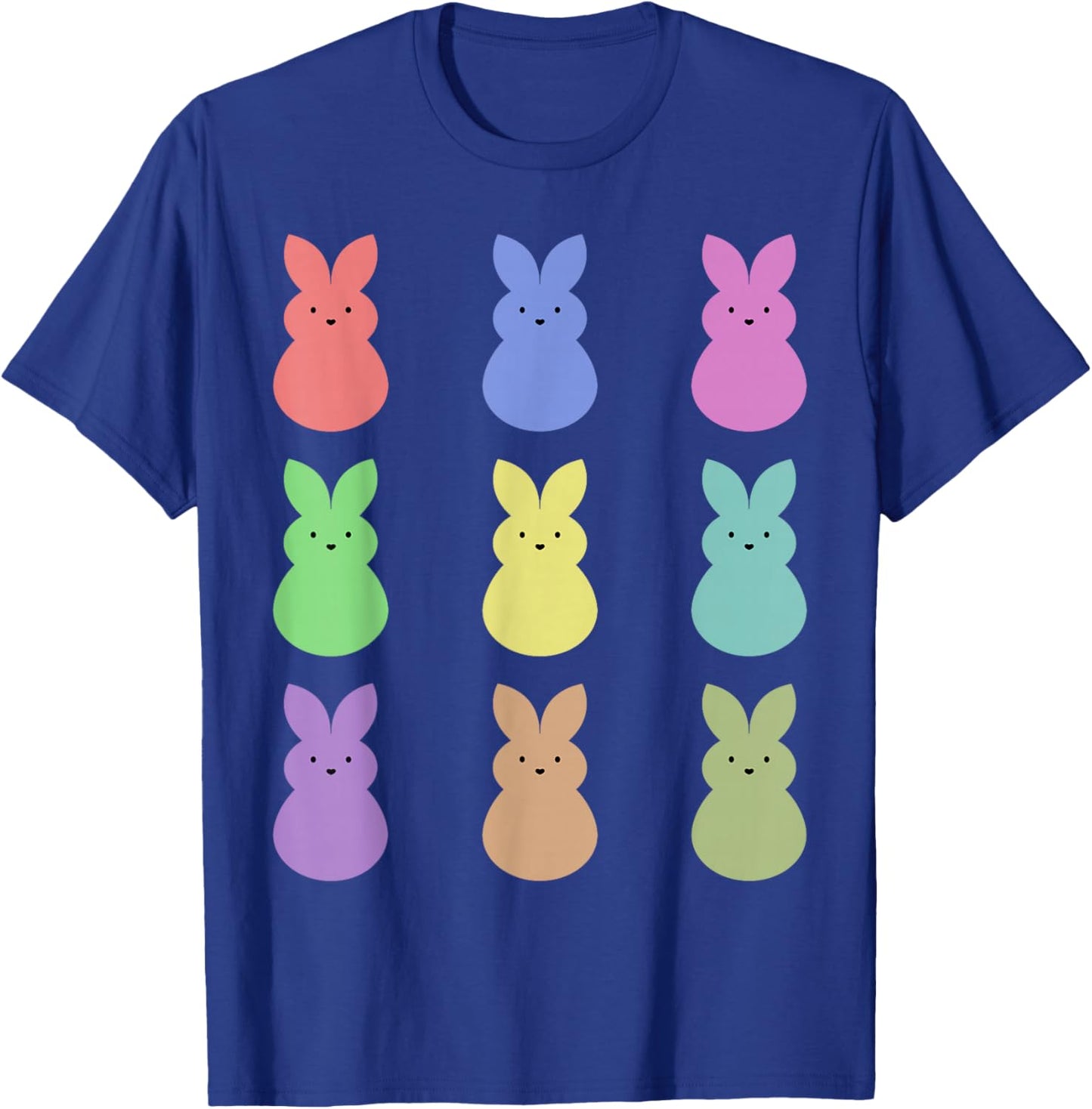 Cute Bunnies Happy Easter Egg Hunt Sweet Colorful Art T-Shirt - T-Shirt | Royal