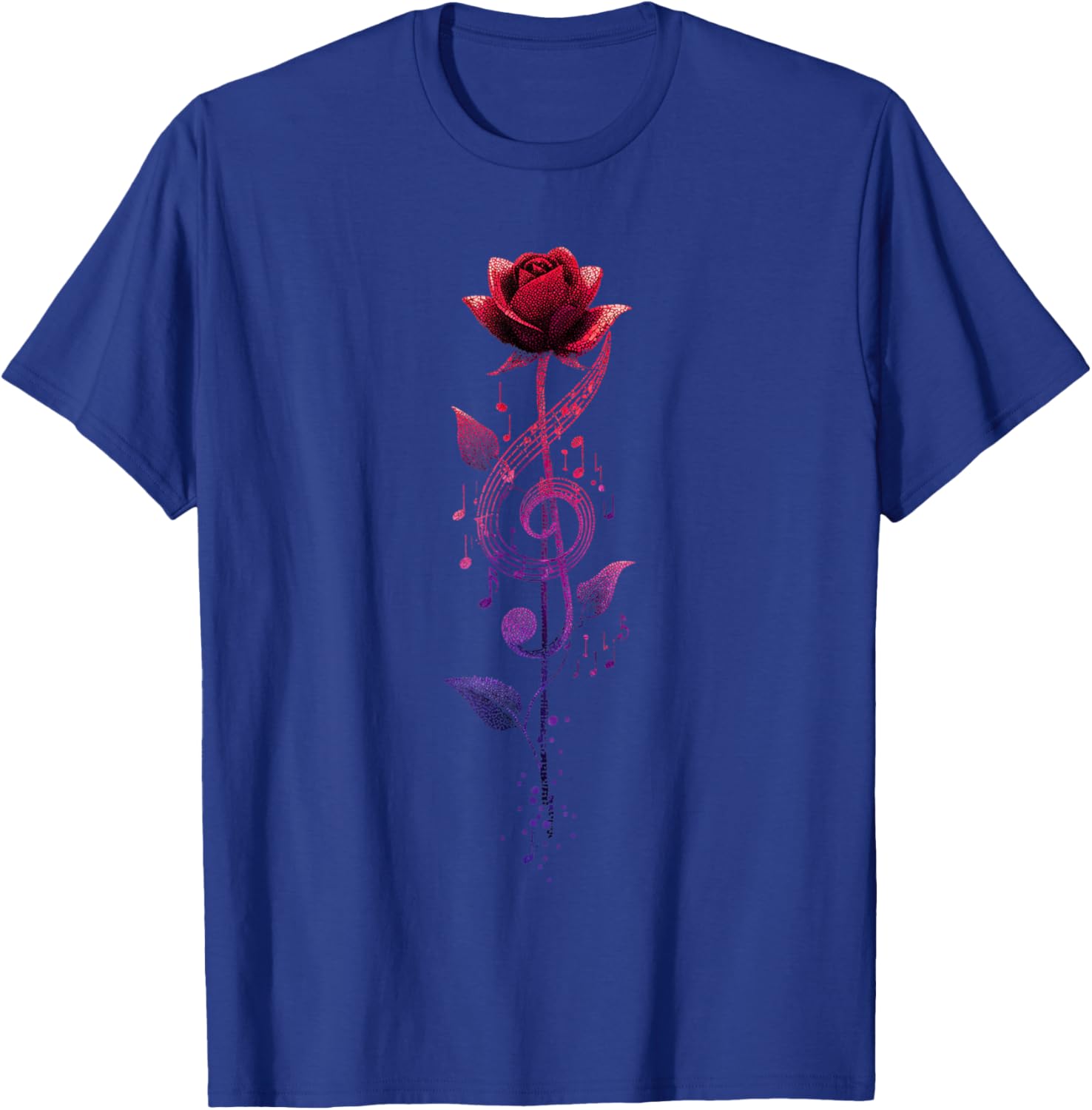 Rose Flower Piano Musician Musical Notes Love Music T-Shirt - T-Shirt | Royal