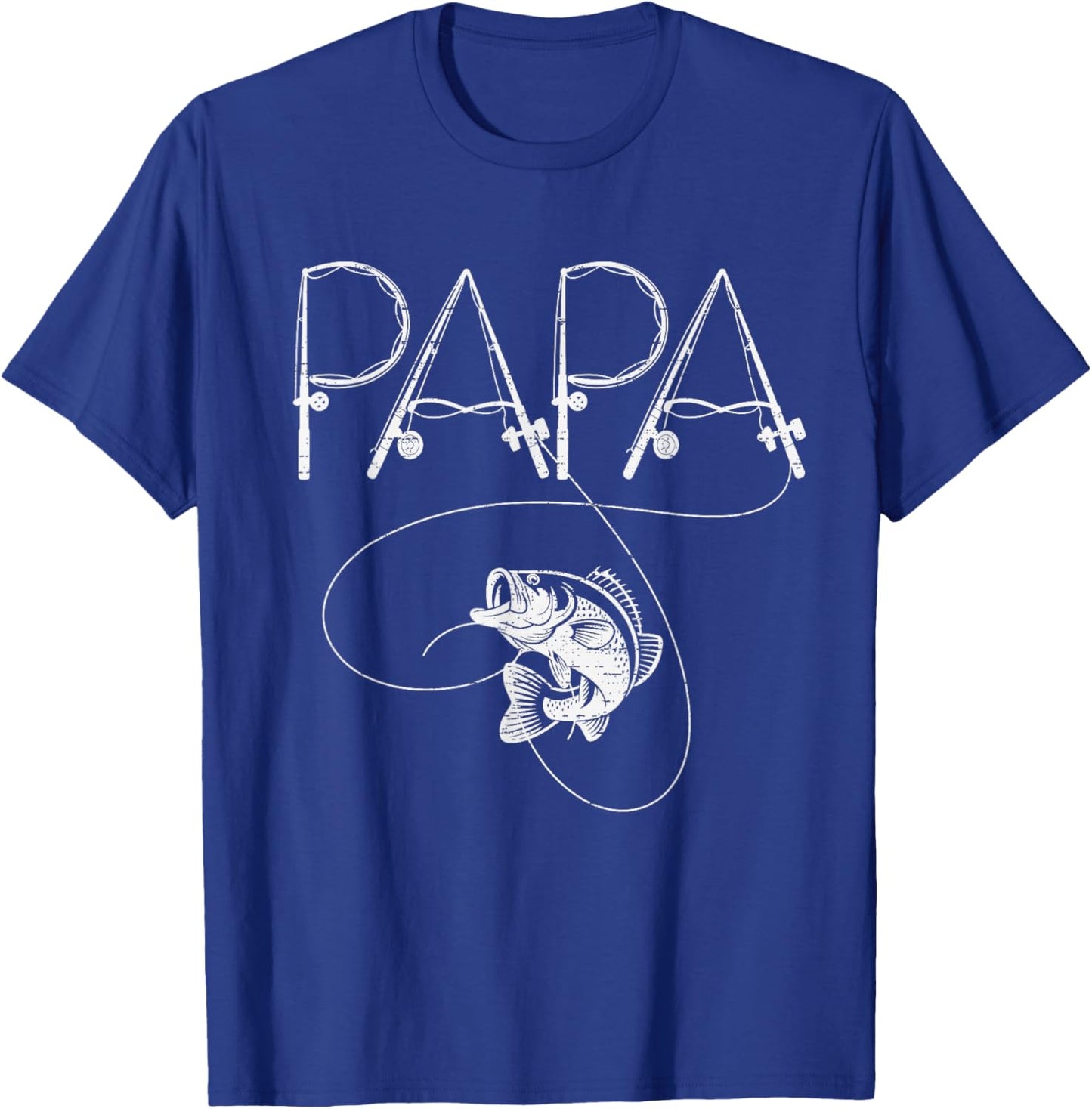 Fishing Papa Rod Fisherman Fish Lover Dad Father's Day T-Shirt - T-Shirt | Royal