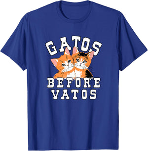 Funny Valentine Gatos Before Vatos , Women T-Shirt - T-Shirt | Royal