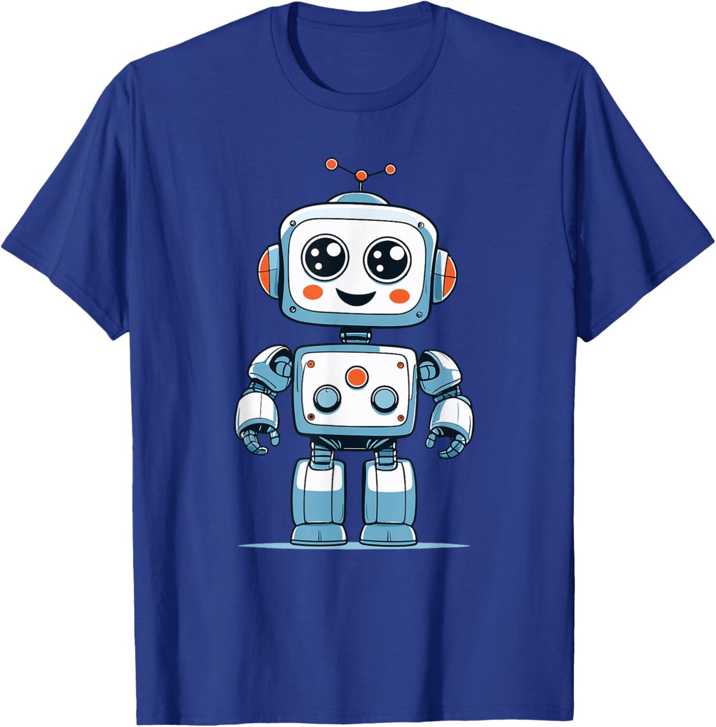 Smiling Retro Robot with Big Eyes for Kids STEM T-Shirt - T-Shirt | Royal