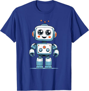 Smiling Retro Robot with Big Eyes for Kids STEM T-Shirt - T-Shirt | Royal