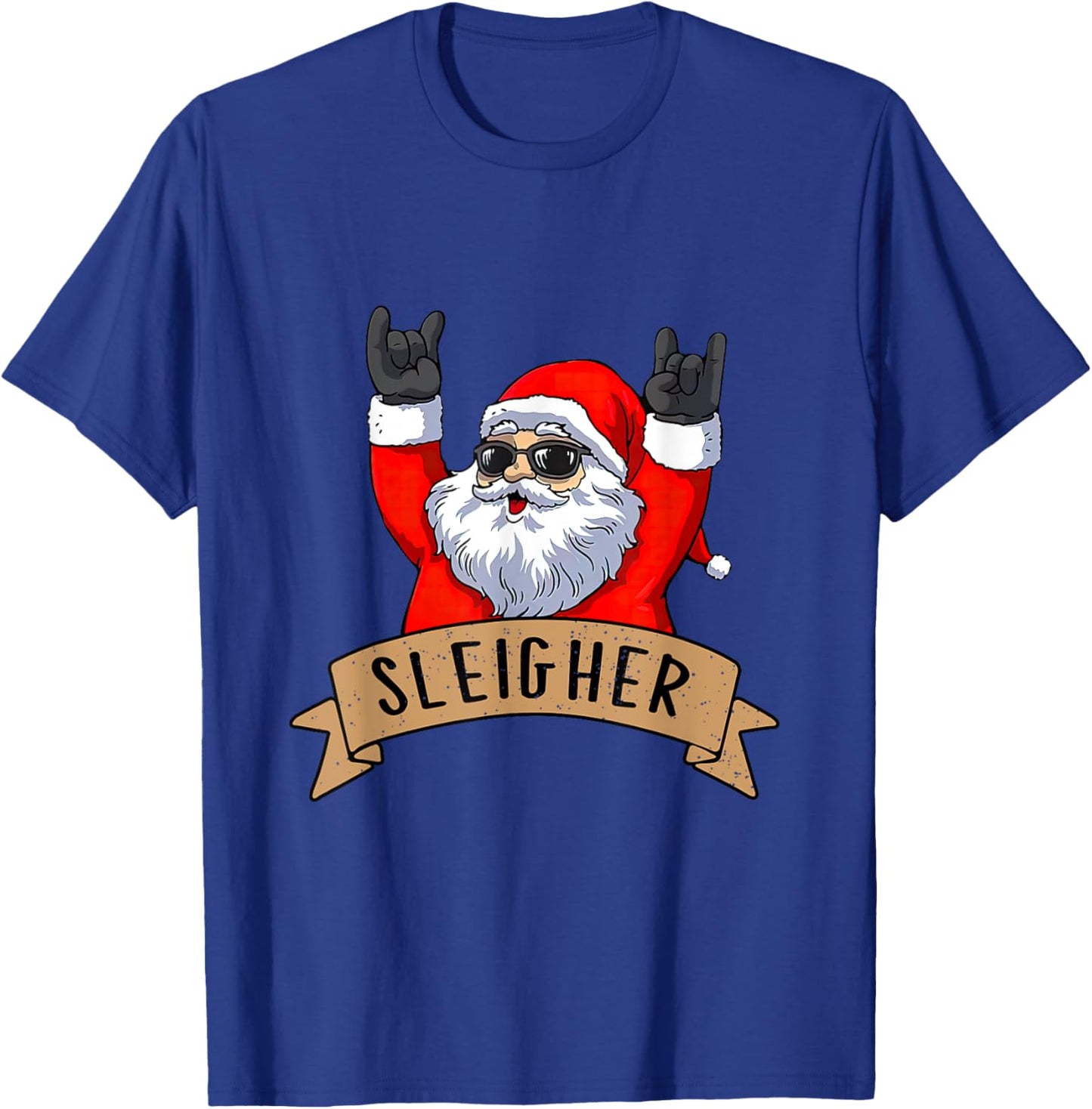 Funny Santa Rocker Christmas Rock Sleigher Men Women Kid Boy T-Shirt - T-Shirt | Royal