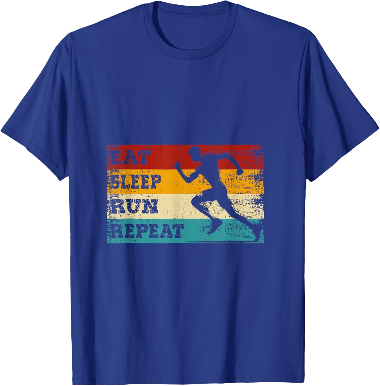 Eat Sleep Run Repeat Shirt Marathon Runner Vintage Retro T-Shirt - T-Shirt | Royal
