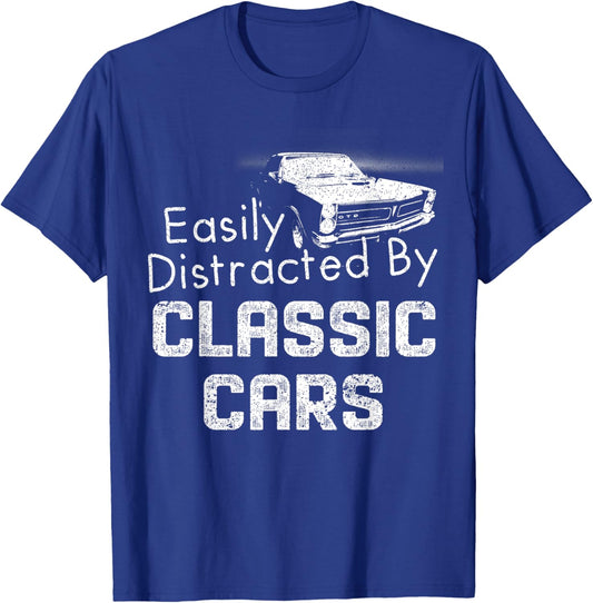 1965 65 GTO Easily Distracted By Classic Car Muscle Car T-Shirt - T-Shirt | Royal