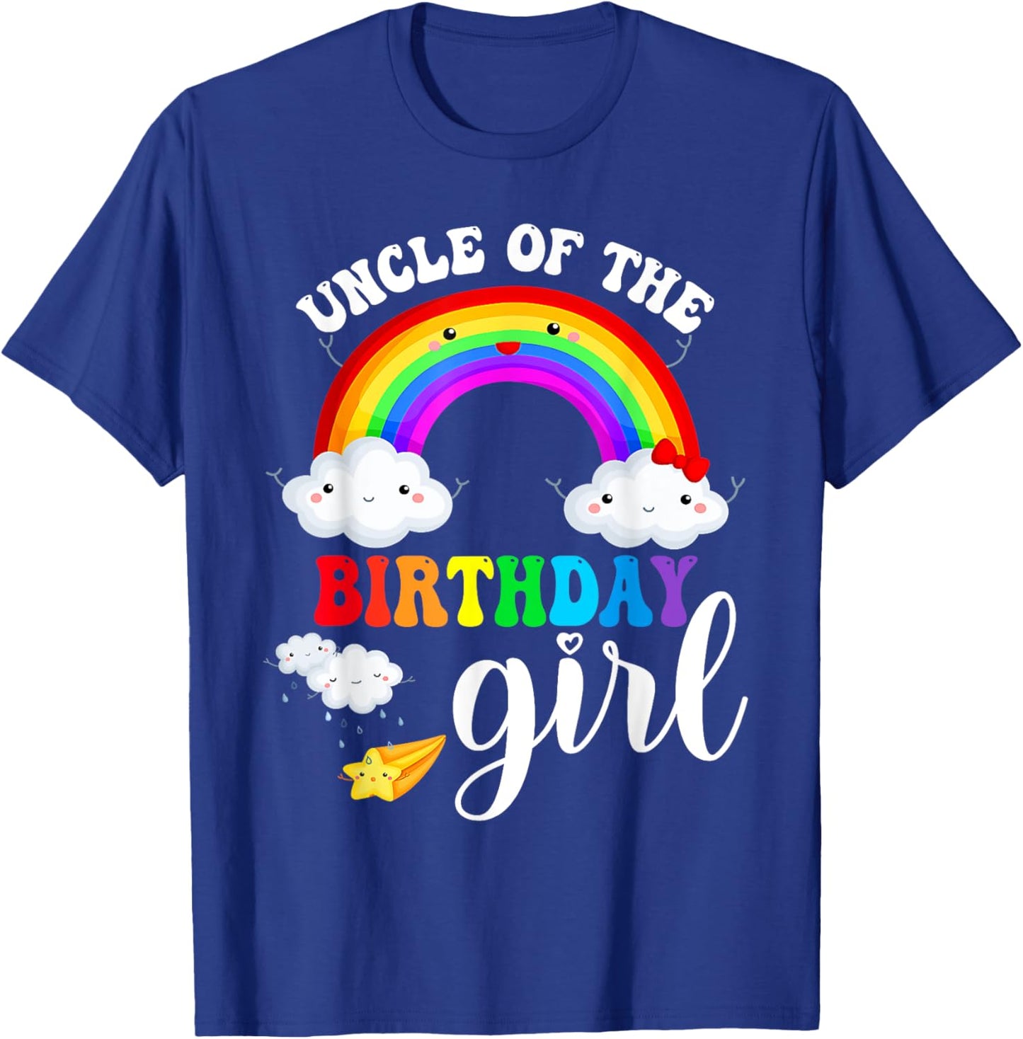Uncle of The Birthday Girl Rainbow B-Day Matching Family T-Shirt - T-Shirt | Royal