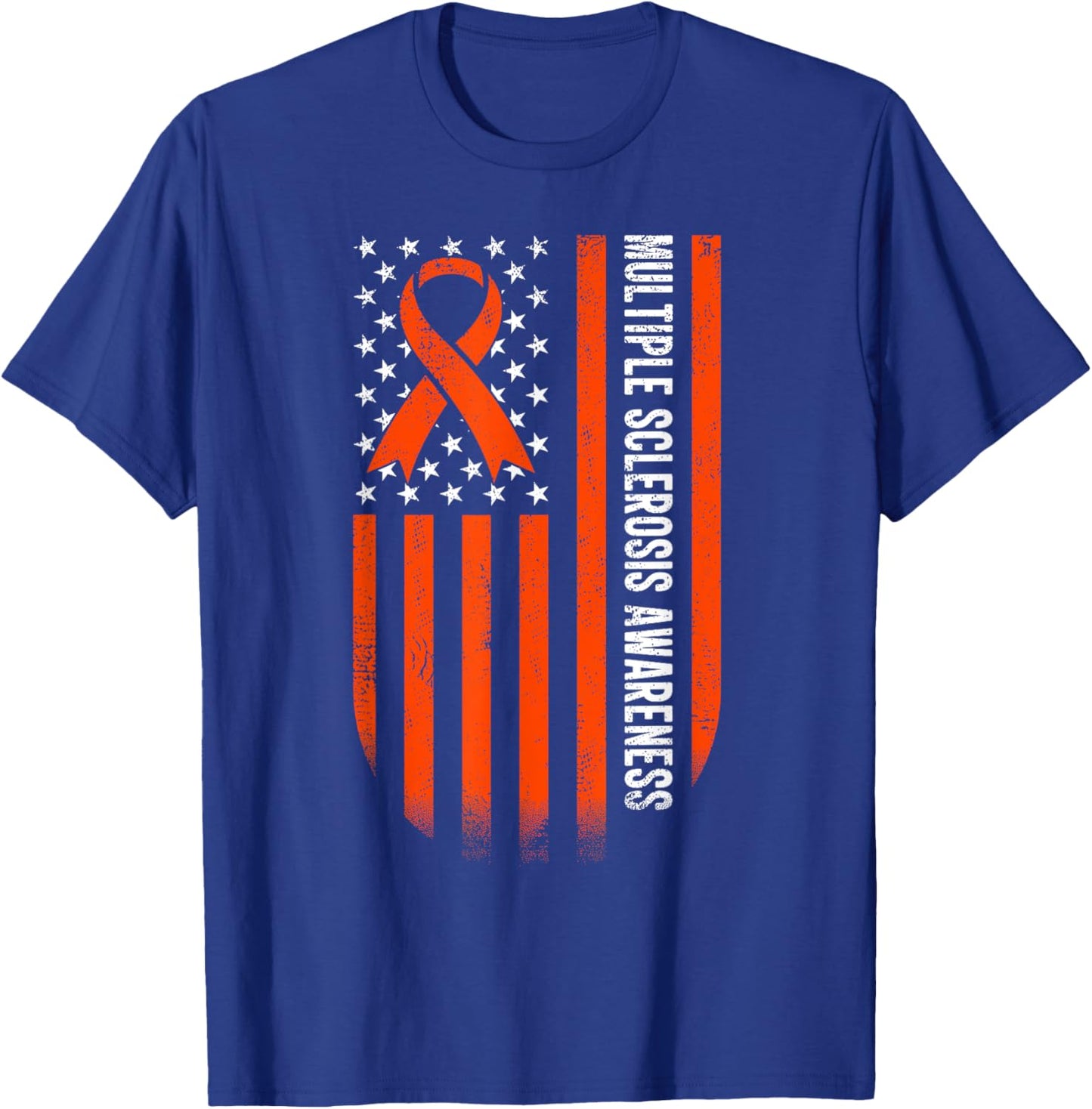 USA Flag Multiple Sclerosis Awareness T-Shirt - T-Shirt | Royal