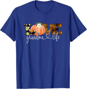 Love Grandma Life Fall Season Pumpkin T-Shirt - T-Shirt | Royal