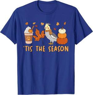 Tis The Season Cockatiel Parrot Fall Autumn Pumpkin Coffee T-Shirt - T-Shirt | Royal
