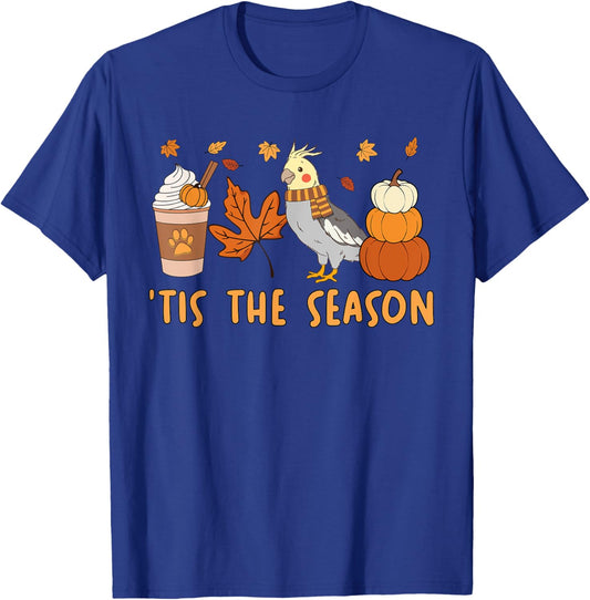 Tis The Season Cockatiel Parrot Fall Autumn Pumpkin Coffee T-Shirt - T-Shirt | Royal
