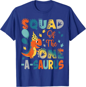 Squad Of The One-A-Saurus 2Nd Birthday Dinosaur Party T-Shirt - T-Shirt | Royal