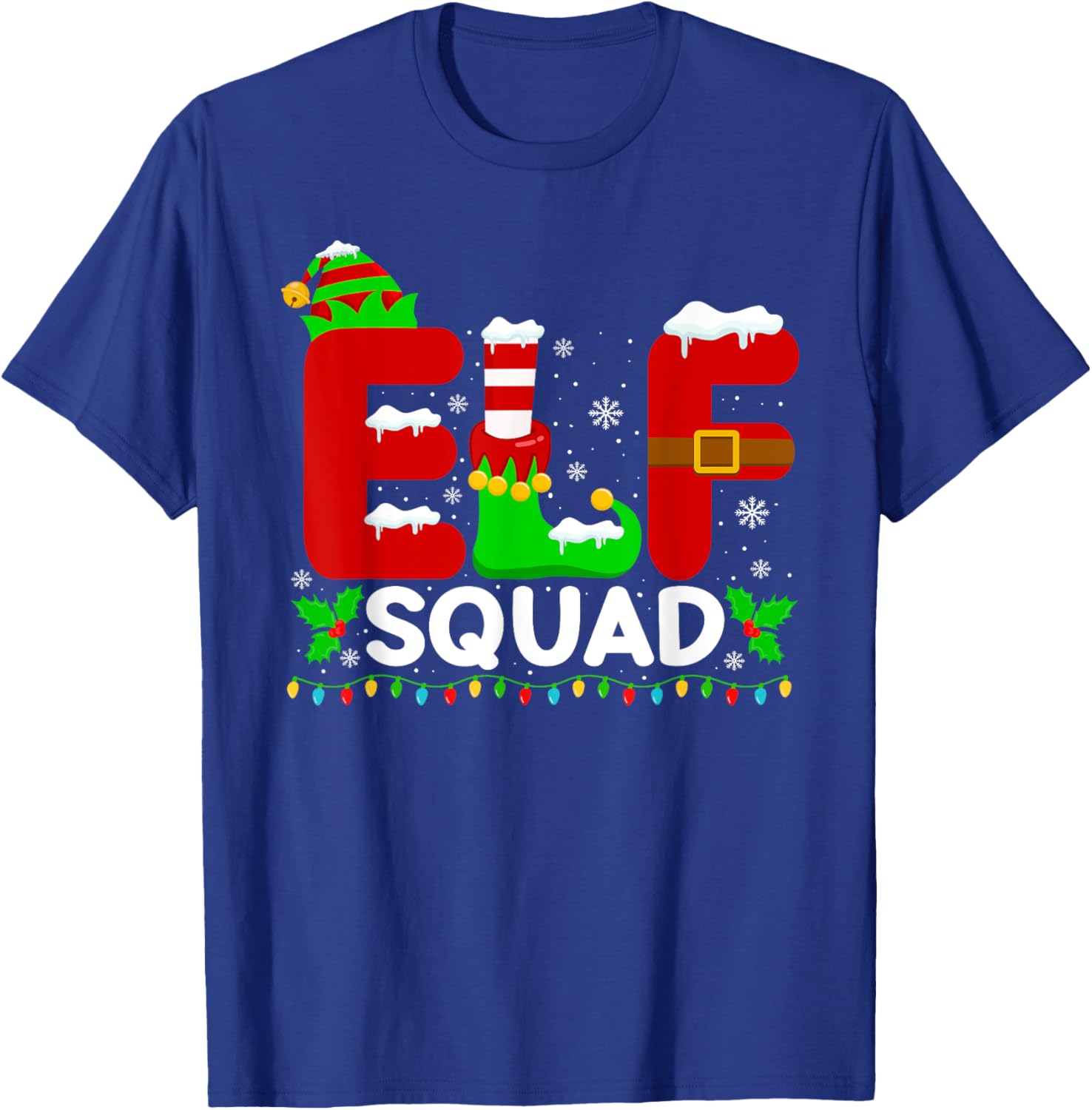 Elf Squad Family Christmas Matching Pajamas Xmas Holiday T-Shirt - T-Shirt | Royal