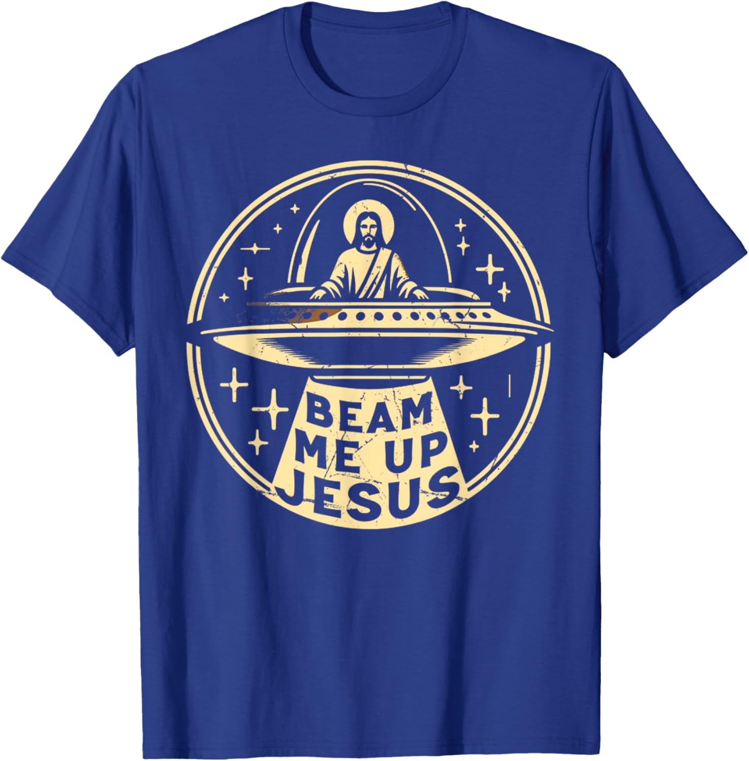 Vintage Funny Quote Beam Me Up Retro Jesus Faith Space T-Shirt - T-Shirt | Royal