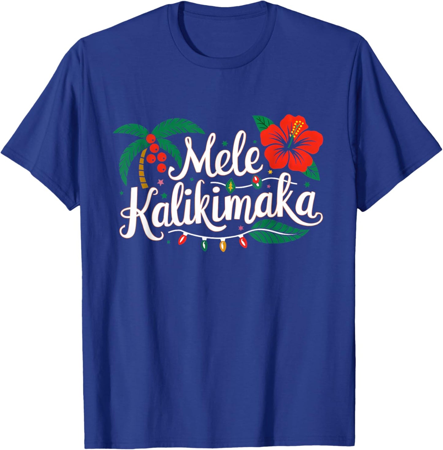 Mele Kalikimaka Hibiscus Palm Waikiki Big Island Christmas T-Shirt - T-Shirt | Royal