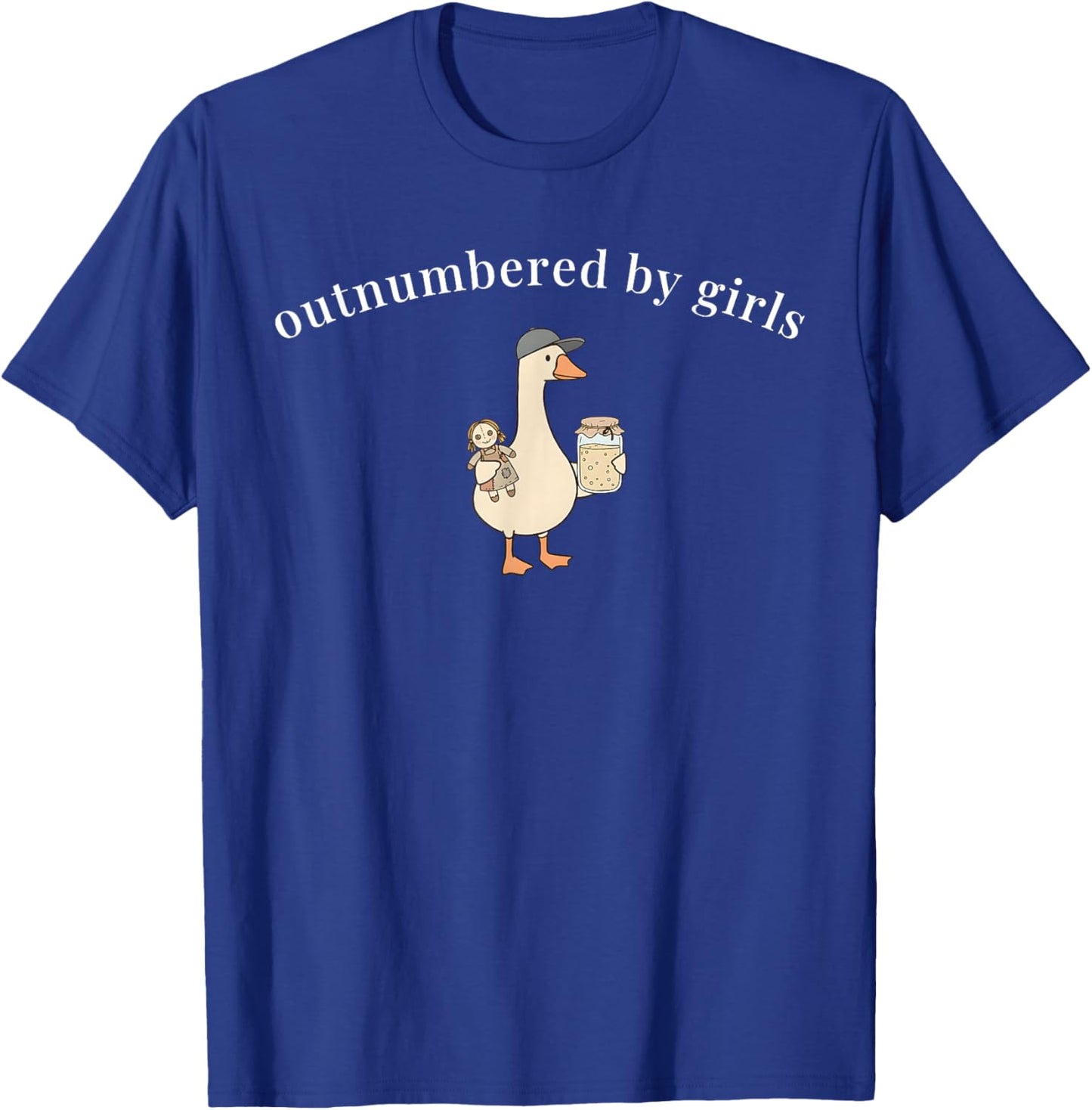 Outnumbered By Girls Funny Dad Family Humor T-Shirt - T-Shirt | Royal