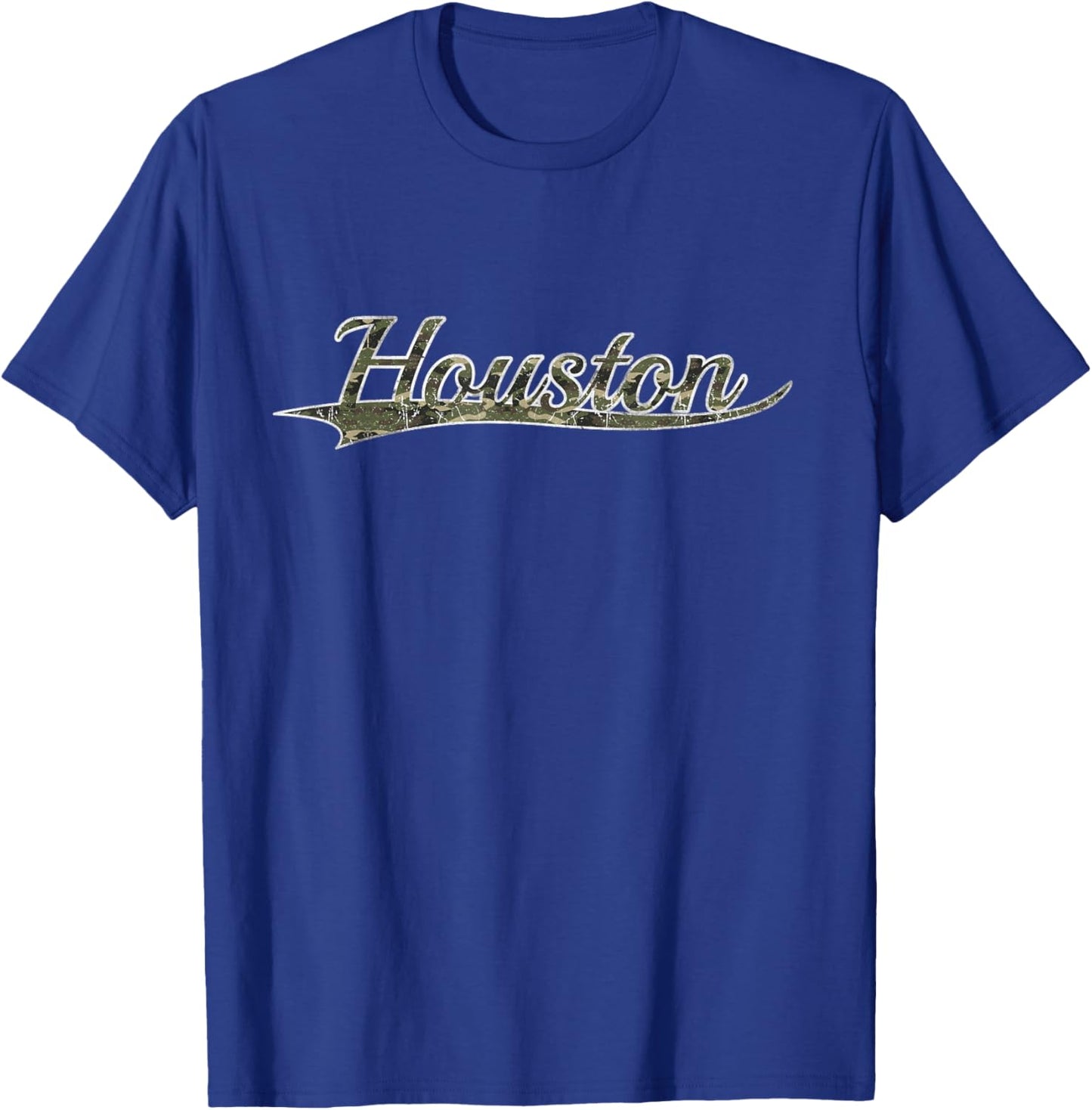 Houston Texas Camouflage Vintage Inspired Distressed T-Shirt - T-Shirt | Royal