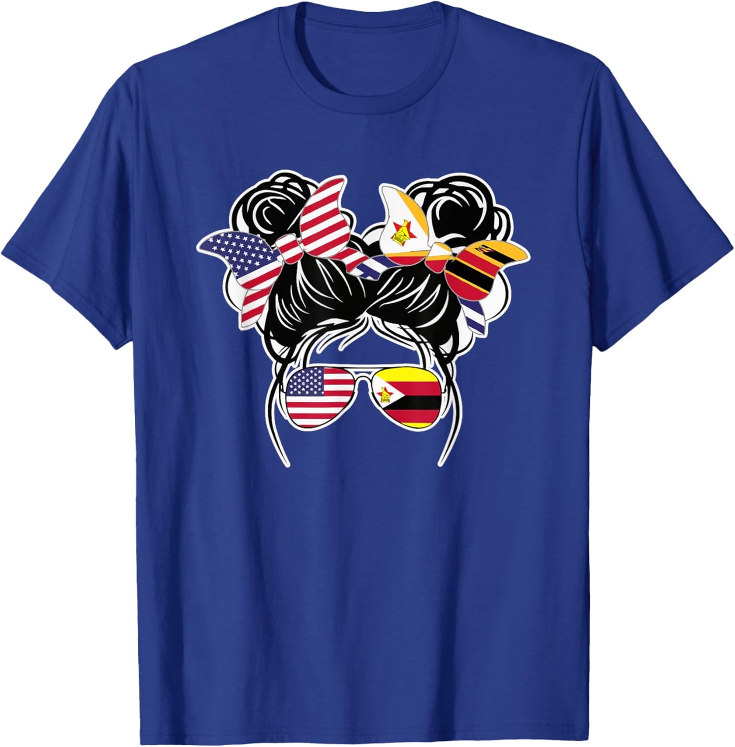 Half American Half Zimbabwean USA Flag Zimbabwe America T-Shirt - T-Shirt | Royal