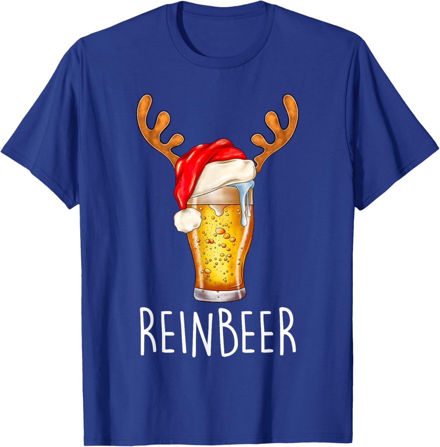 Winedeer Reinbeer Santa Hat Reindeer Couple Xmas Matching T-Shirt - T-Shirt | Royal