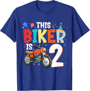 Motorcycle 2nd Birthday 2 Second Two Yr Old Biker Boys Kids T-Shirt - T-Shirt | Royal