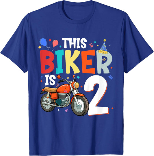 Motorcycle 2nd Birthday 2 Second Two Yr Old Biker Boys Kids T-Shirt - T-Shirt | Royal