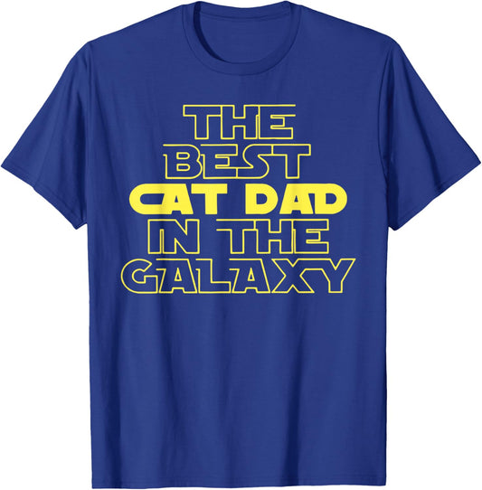 Best Cat Dad in The Galaxy Astronaut Kitty T-Shirt - T-Shirt | Royal