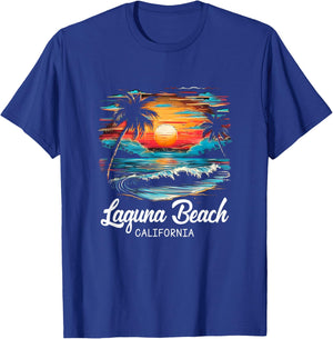 Family Vacation Retro Sunset California Laguna Beach T-Shirt - T-Shirt | Royal