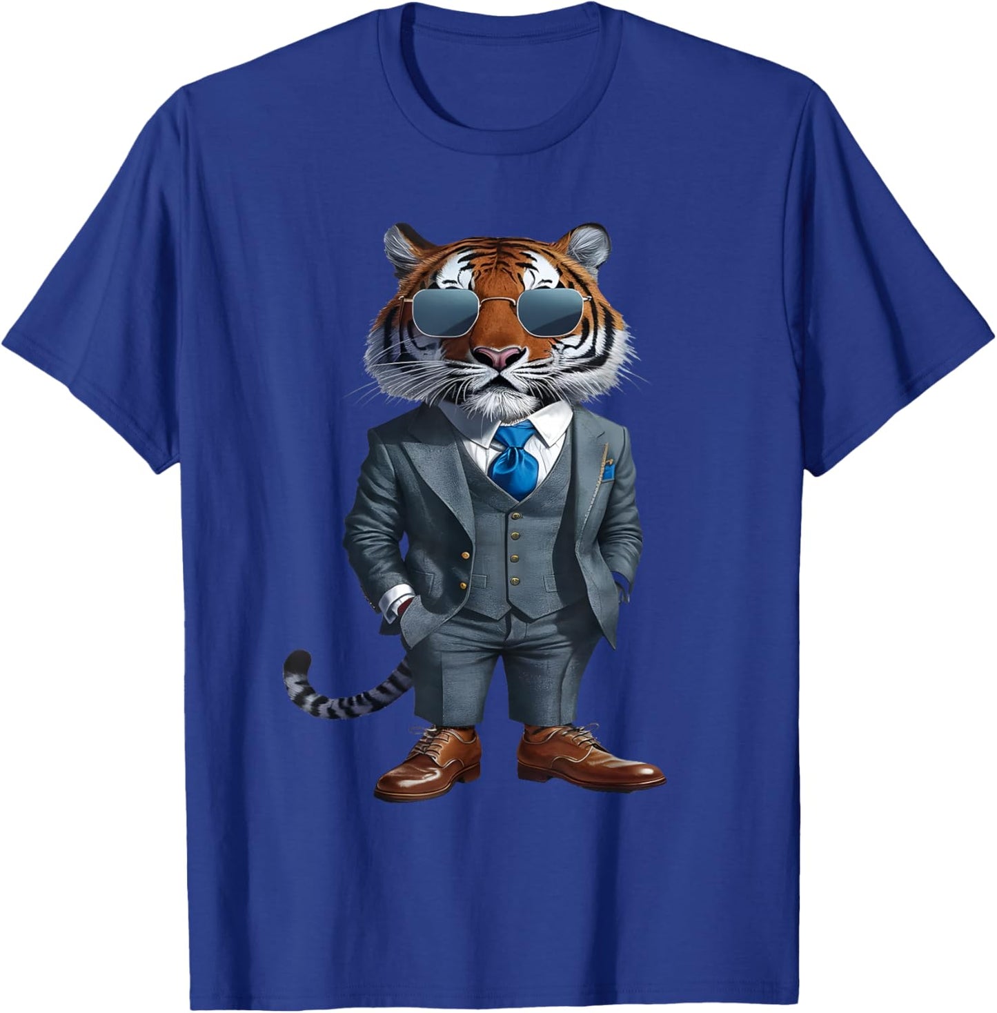 Tiger Men Woman Tiger In Suit Tiger T-Shirt - T-Shirt | Royal