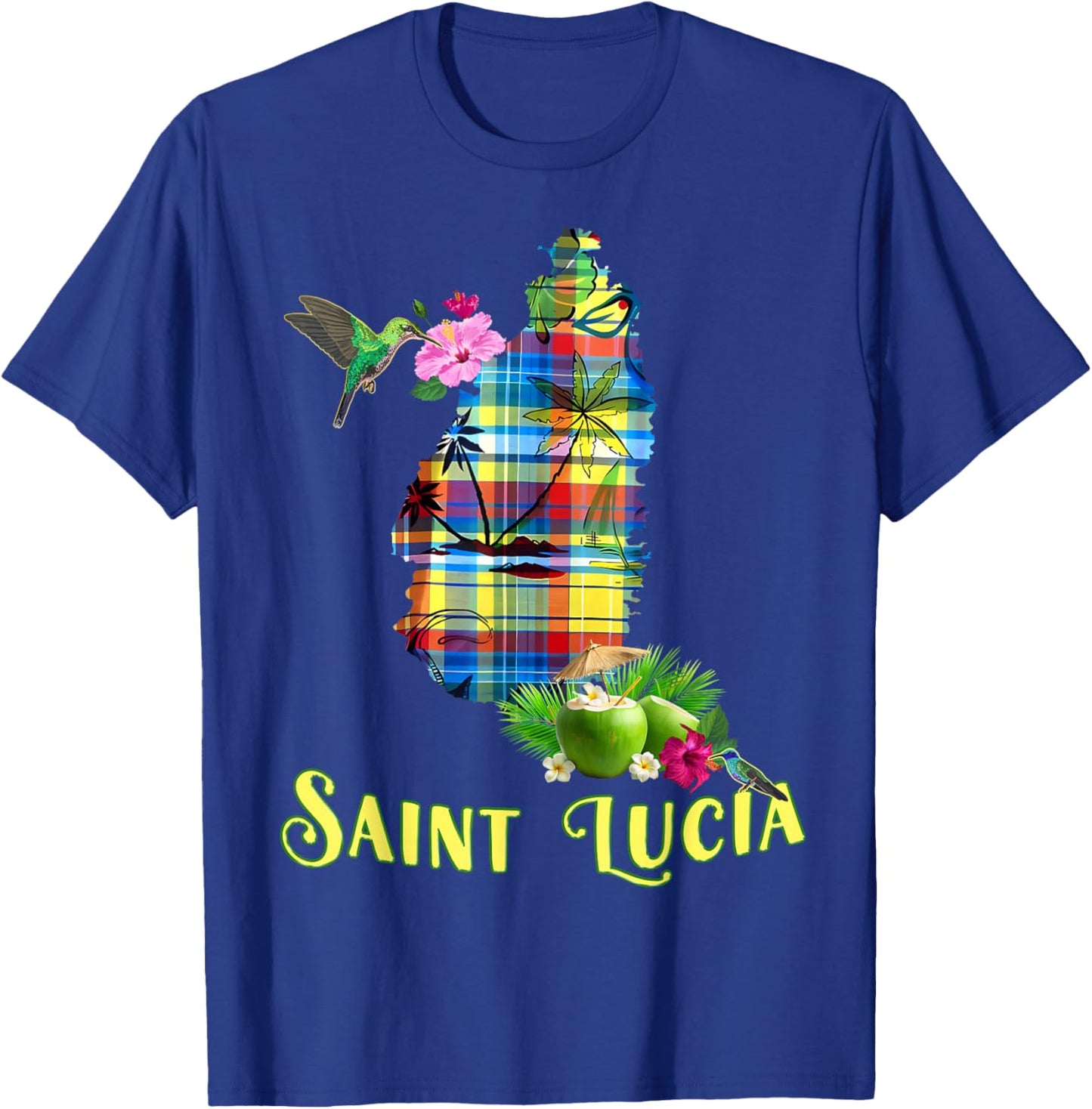 Saint Lucia Treasure Of The Caribbean Madras Heritage T-Shirt - T-Shirt | Royal