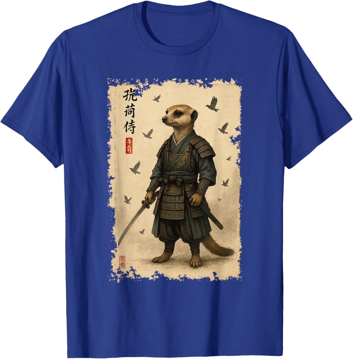 Funny Samurai Meerkat Warrior Art Japanese Style T-Shirt - T-Shirt | Royal
