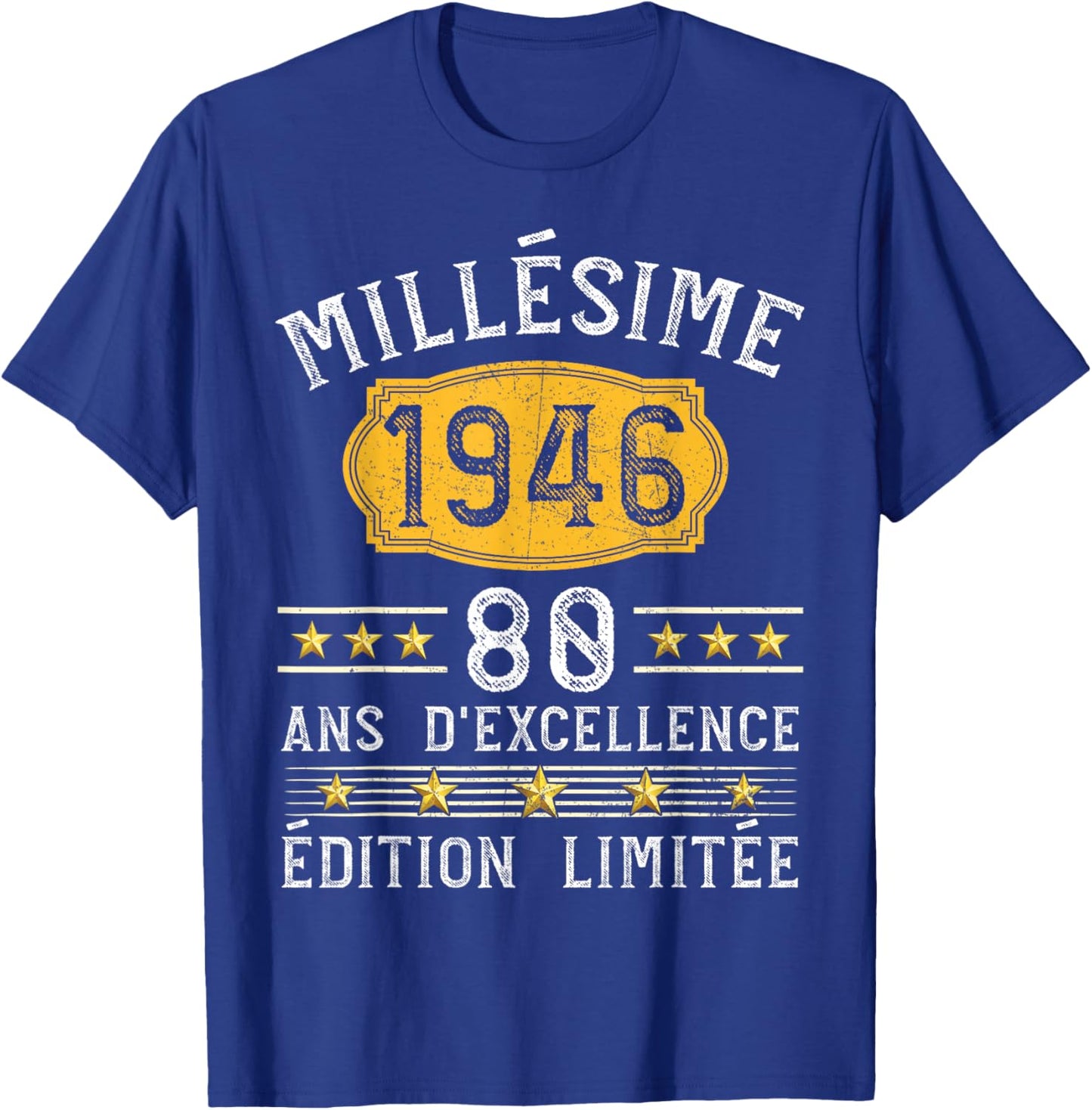 Vintage 1946 Gift 80 Years Man Birthday Humour T-Shirt - T-Shirt | Royal