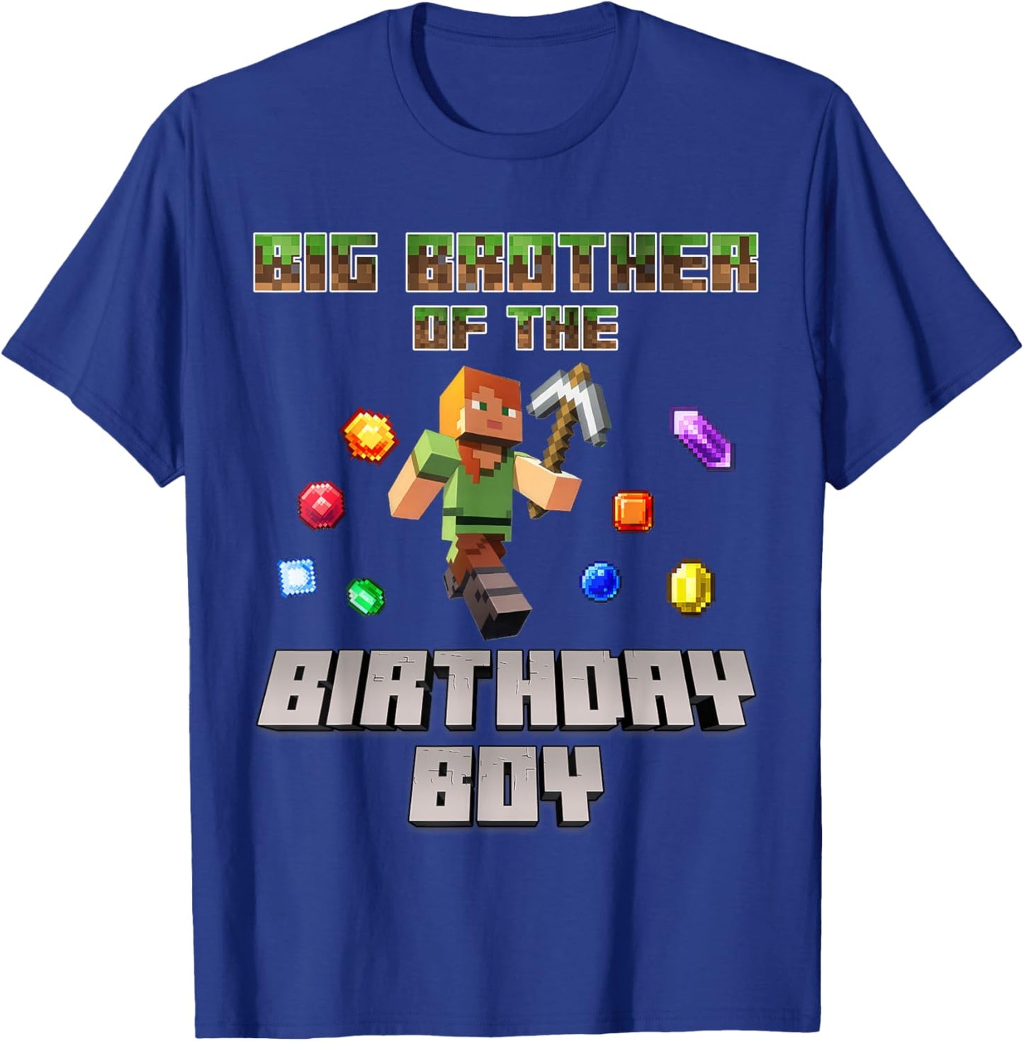 Big Brother Of The Birthday Boy Video Gamer Pixel Number T-Shirt - T-Shirt | Royal