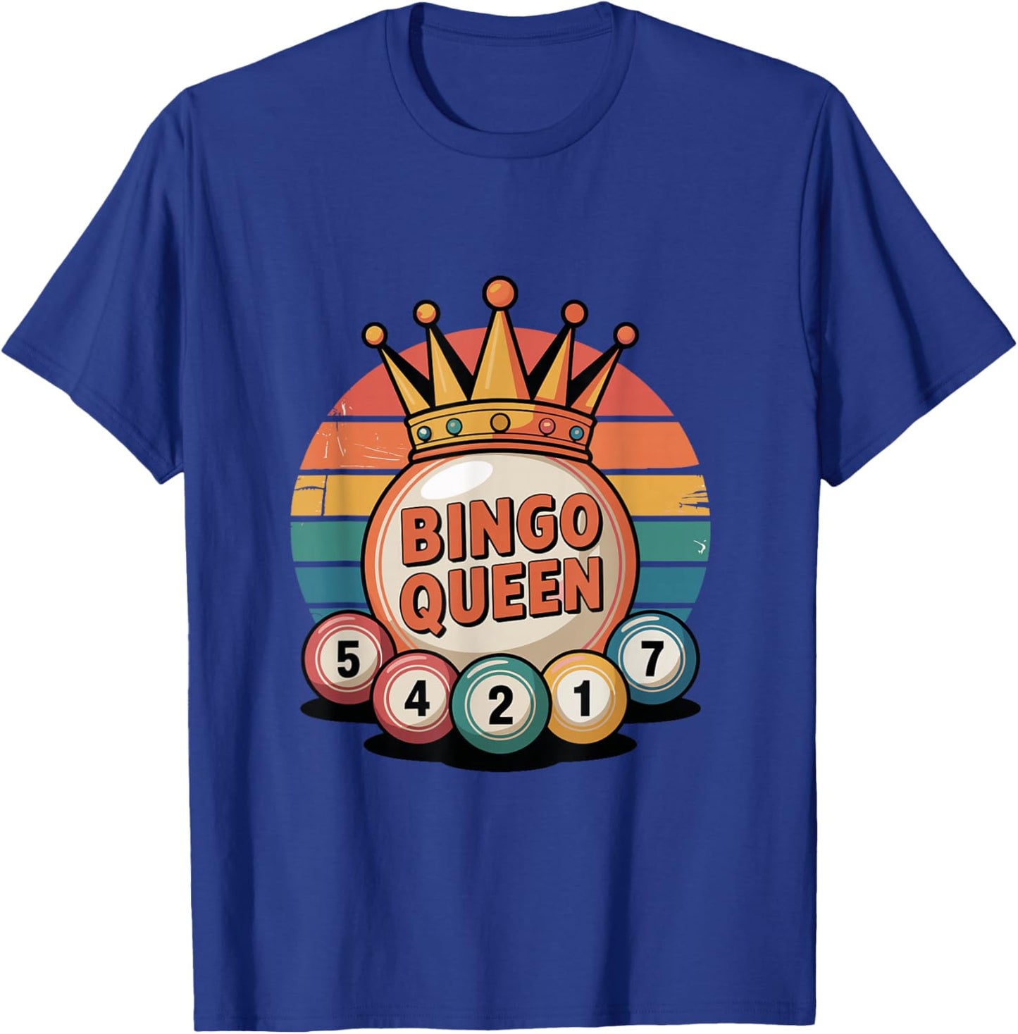 Retro Bingo Queen Design for Bingo Lovers Bingo Balls T-Shirt - T-Shirt | Royal