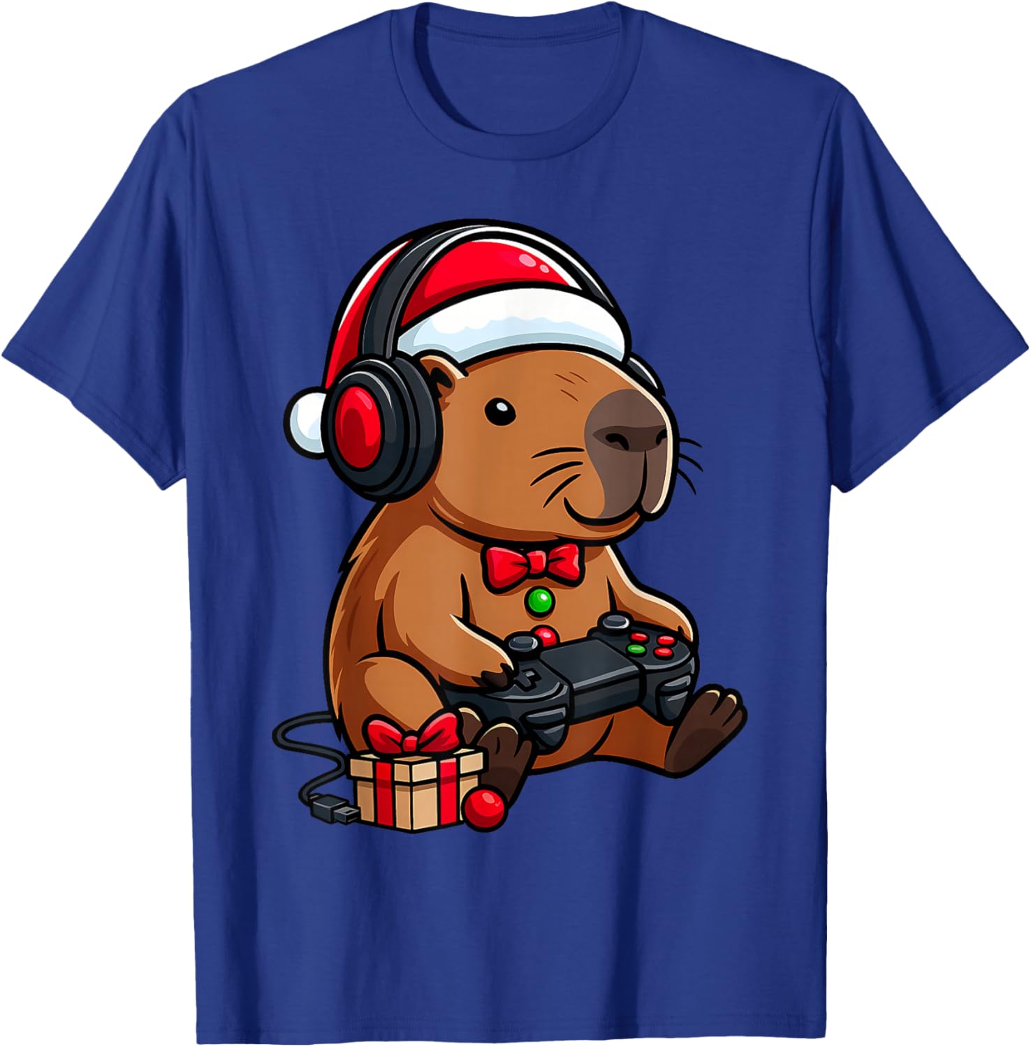 Bruh Christmas Capybara Gamer Video Gaming Men Women Kids T-Shirt - T-Shirt | Royal