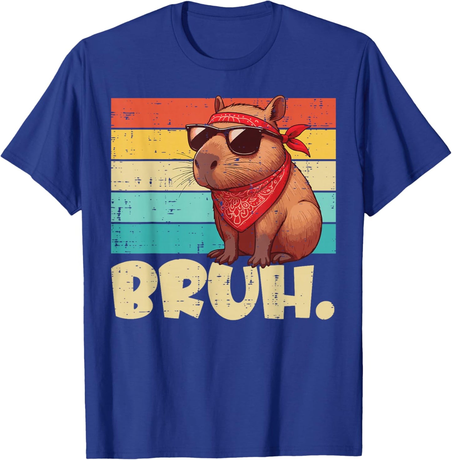 Capybara Bruh Bandana Retro Capy Meme Rodent Women Men Kids T-Shirt - T-Shirt | Royal
