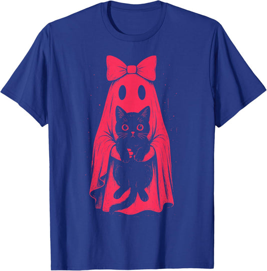 Cute Ghost Girl Holding Cat Pastel Goth Kawaii Halloween T-Shirt - T-Shirt | Royal
