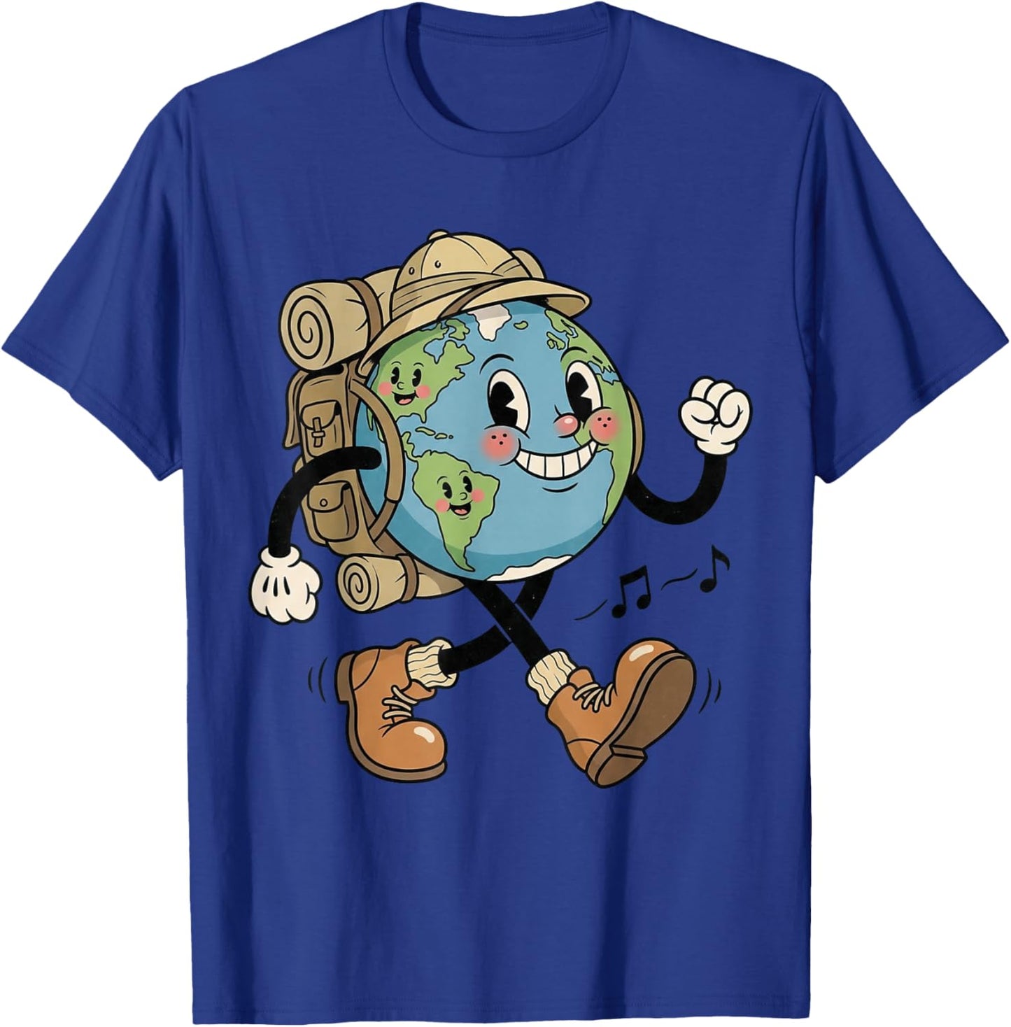 Retro Planet Hiker Adventure, Dessin animé, Jour de la Terre T-Shirt - T-Shirt | Royal