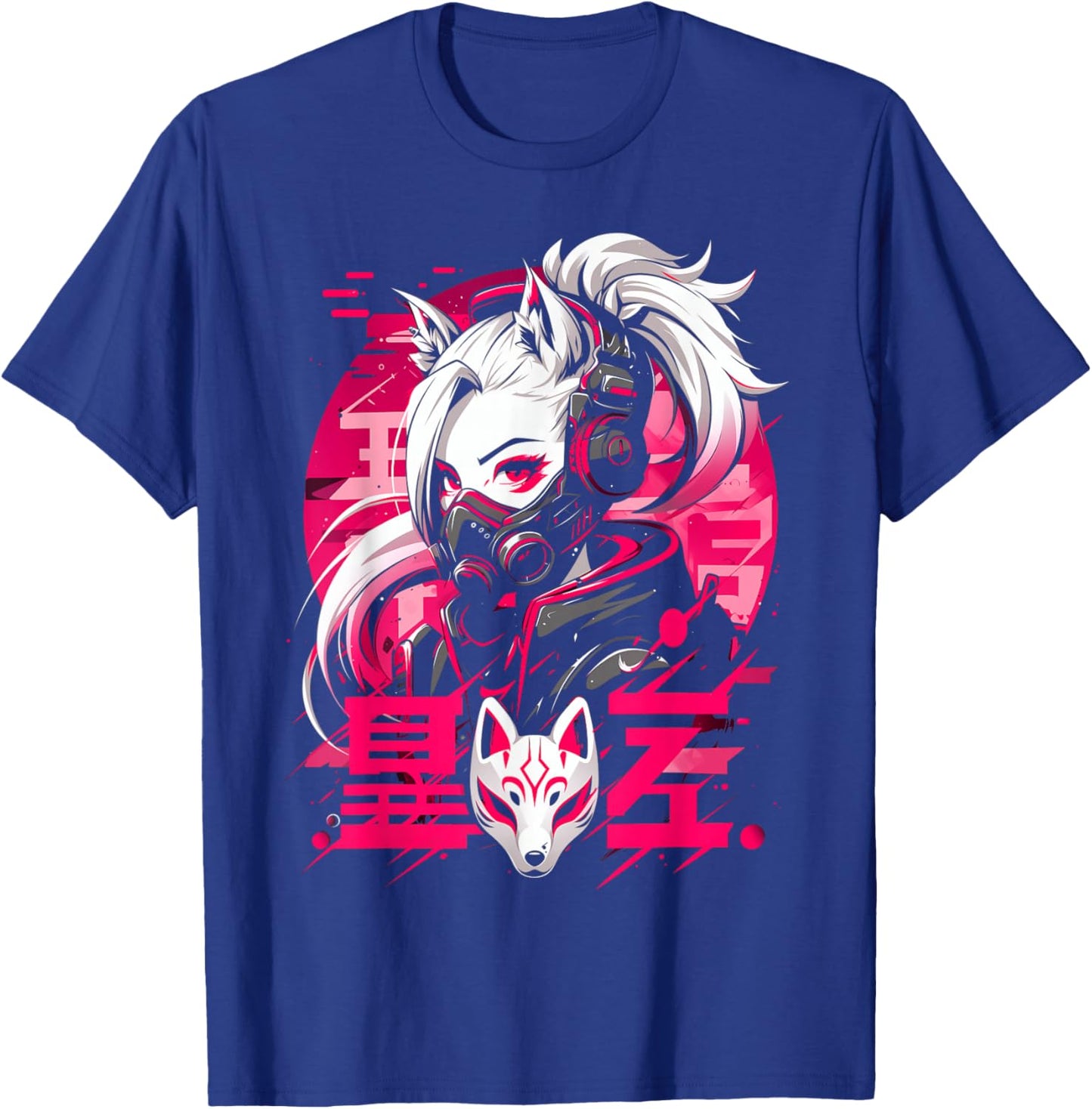 Anime Manga Cyberpunk Aesthetic Techwear Harajuku Kitsune T-Shirt - T-Shirt | Royal