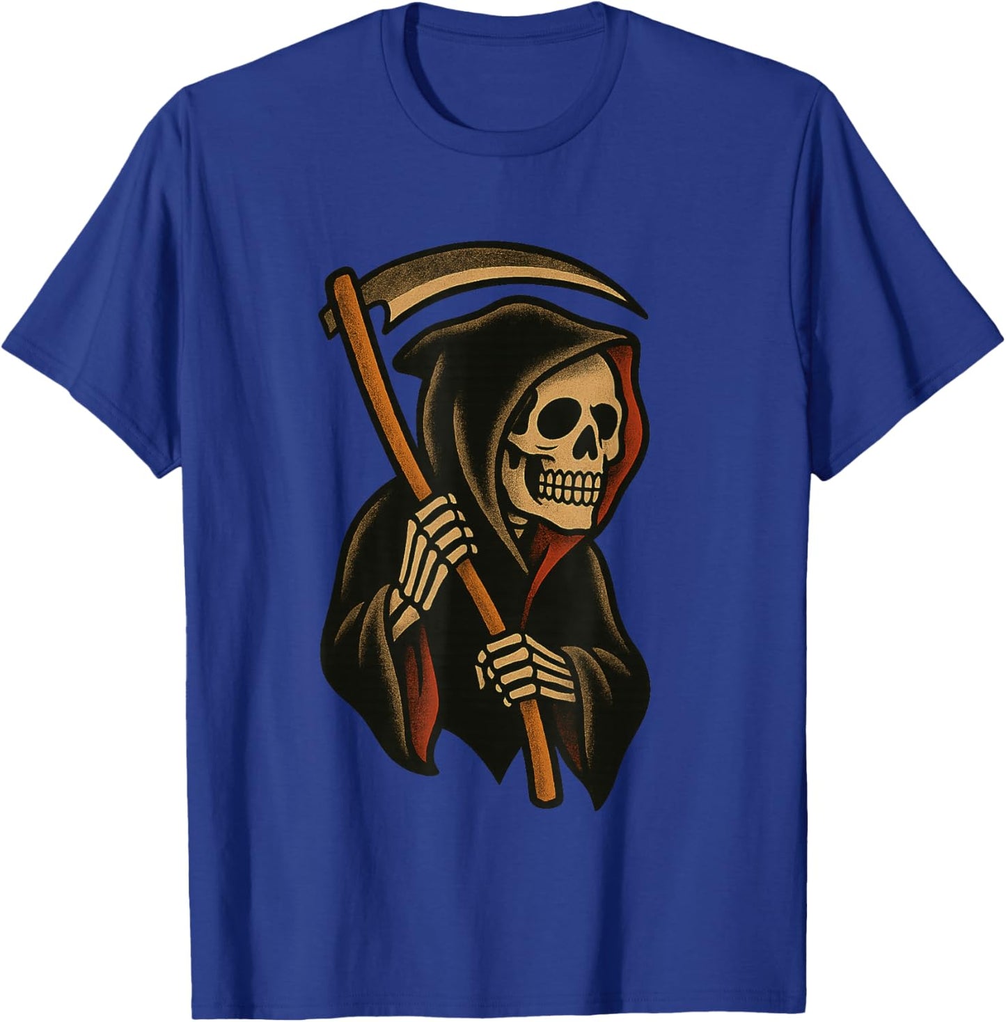 Vintage Tattoo Grim Reaper Traditional Flash Skull & Scythe T-Shirt - T-Shirt | Royal