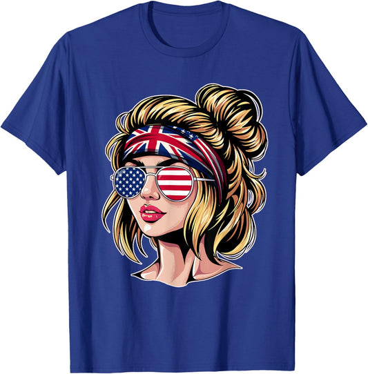 Half American British Girl USA United Kingdom Flag T-Shirt - T-Shirt | Royal