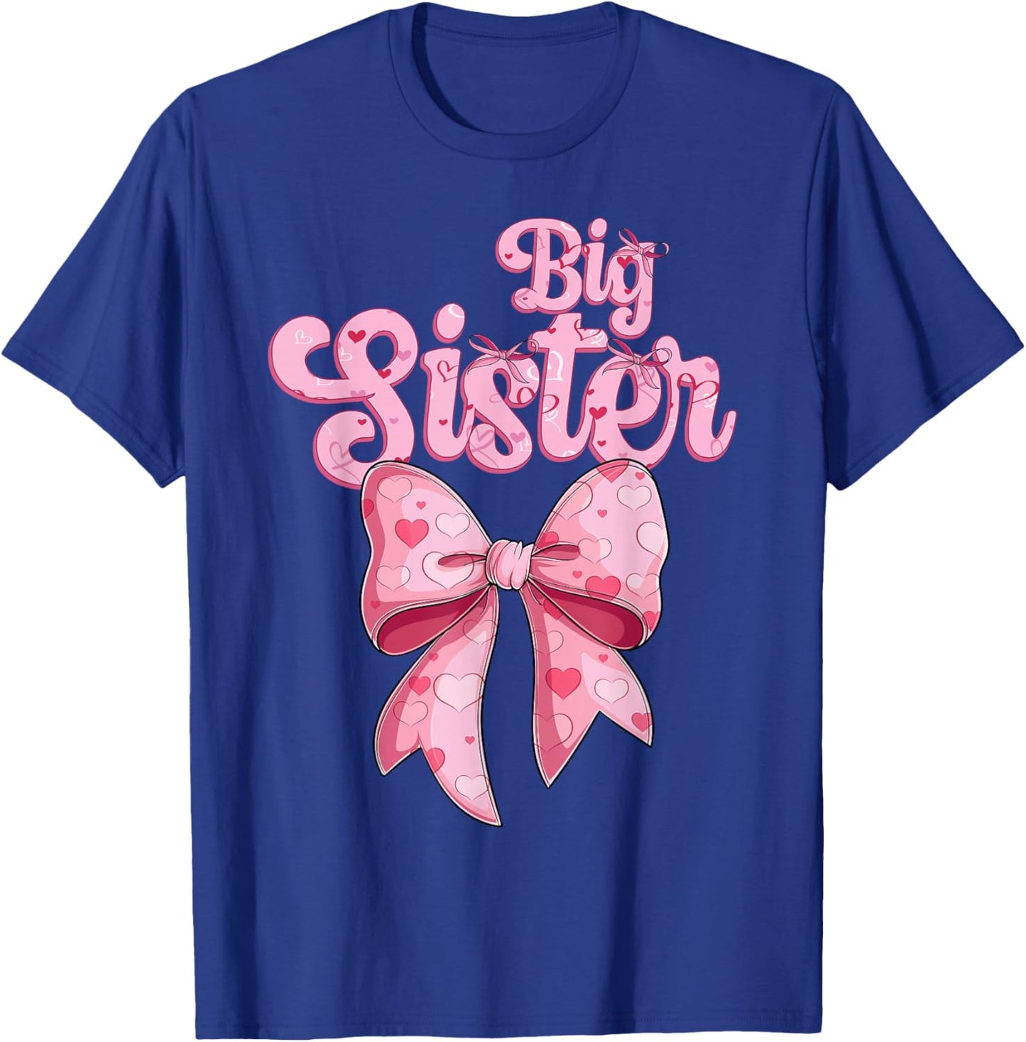 coquette bow family matching Groovy pink Big Sister T-Shirt - T-Shirt | Royal