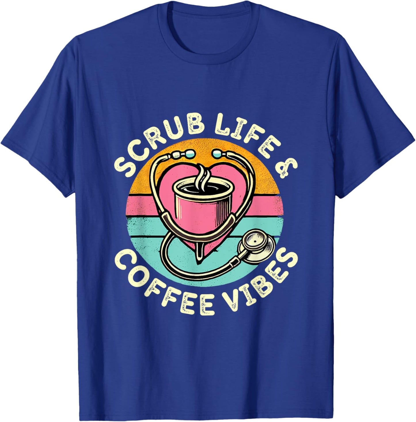 Cute Registered Nurse Life Retro RN Coffee Lover T-Shirt - T-Shirt | Royal
