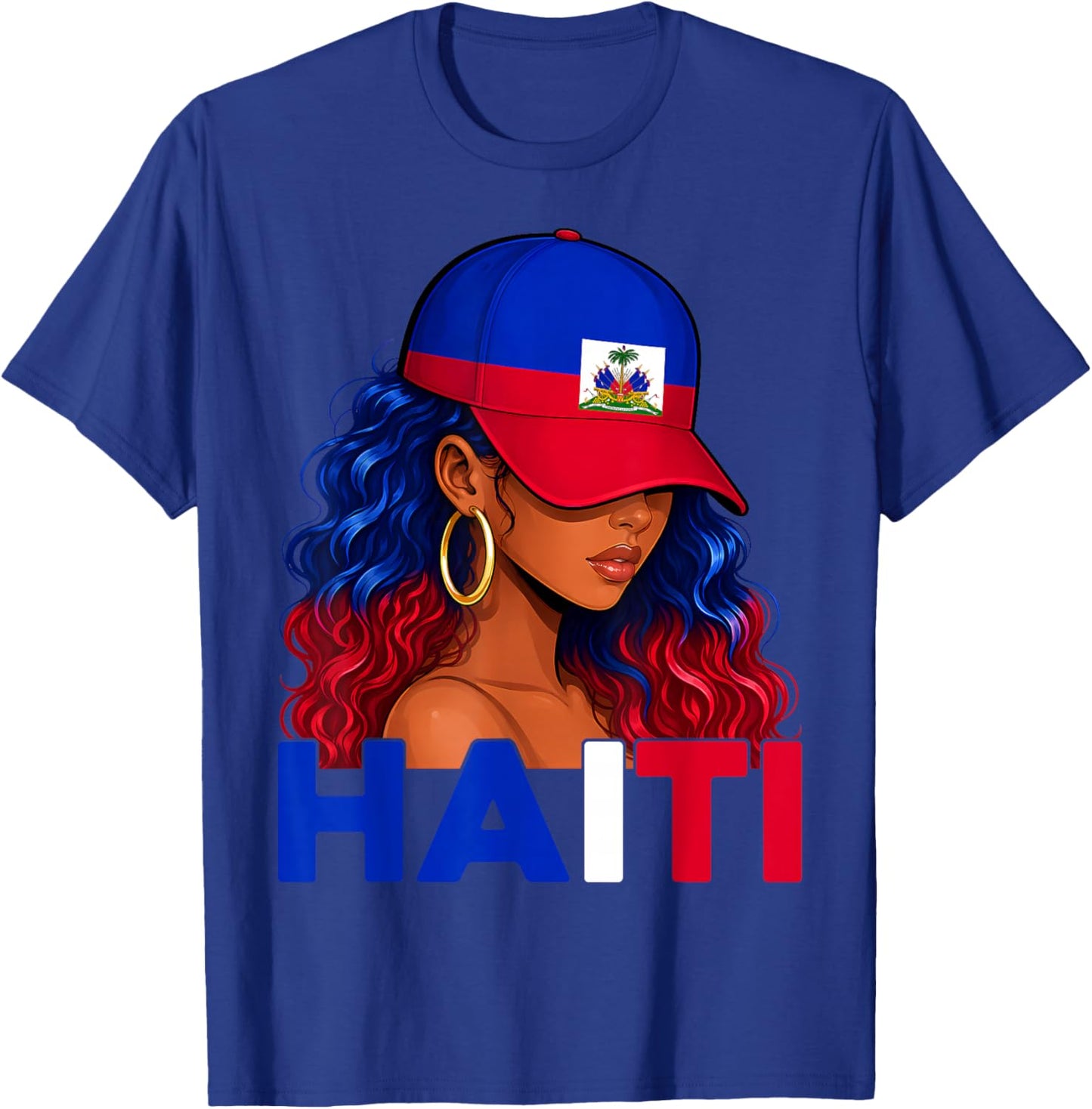 Haitian Girl Haiti Flag Proud Haitienne Women Haiti T-Shirt - T-Shirt | Royal