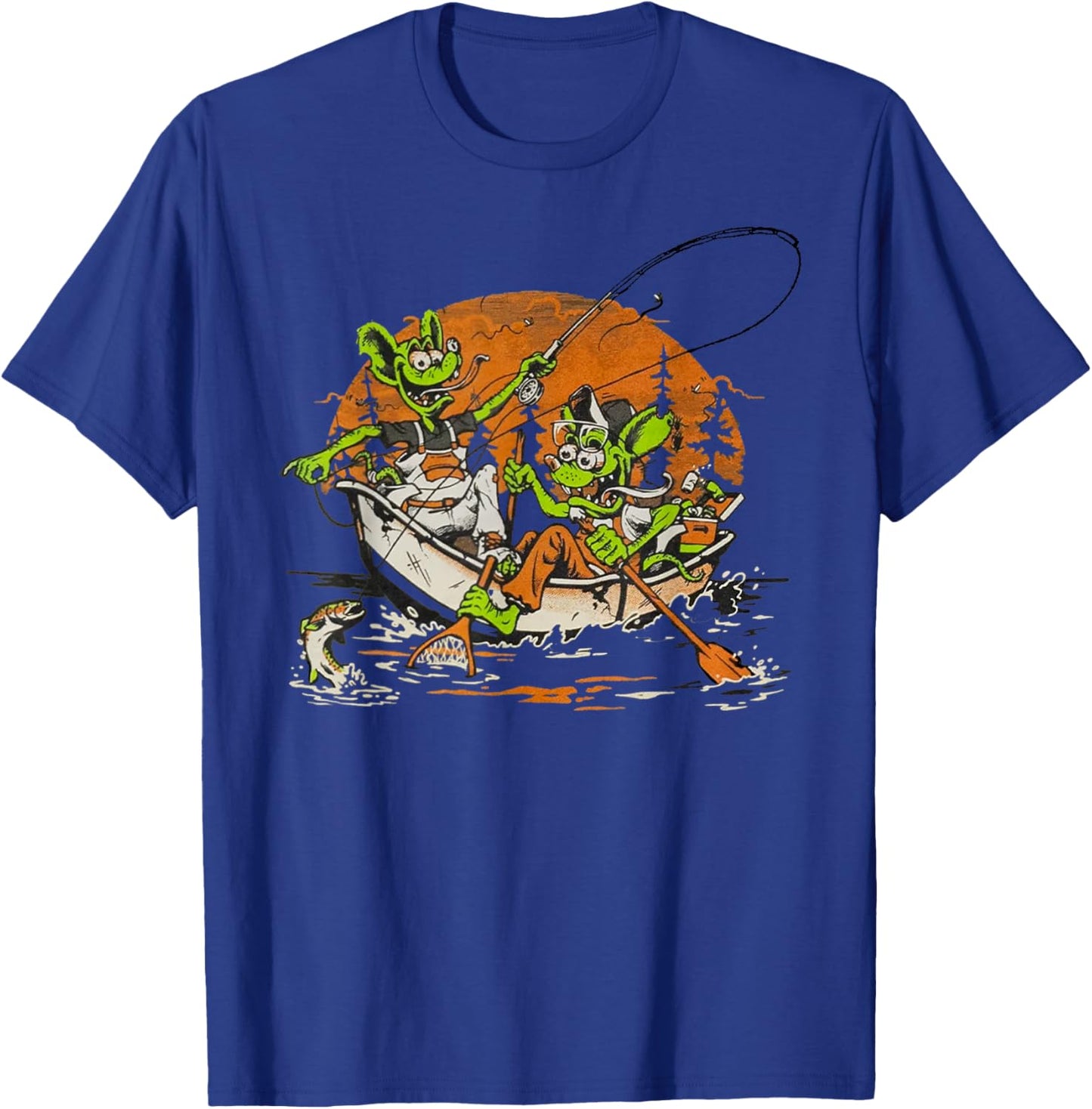 River Rats Mouse Monster Fishing On Halloween T-Shirt - T-Shirt | Royal