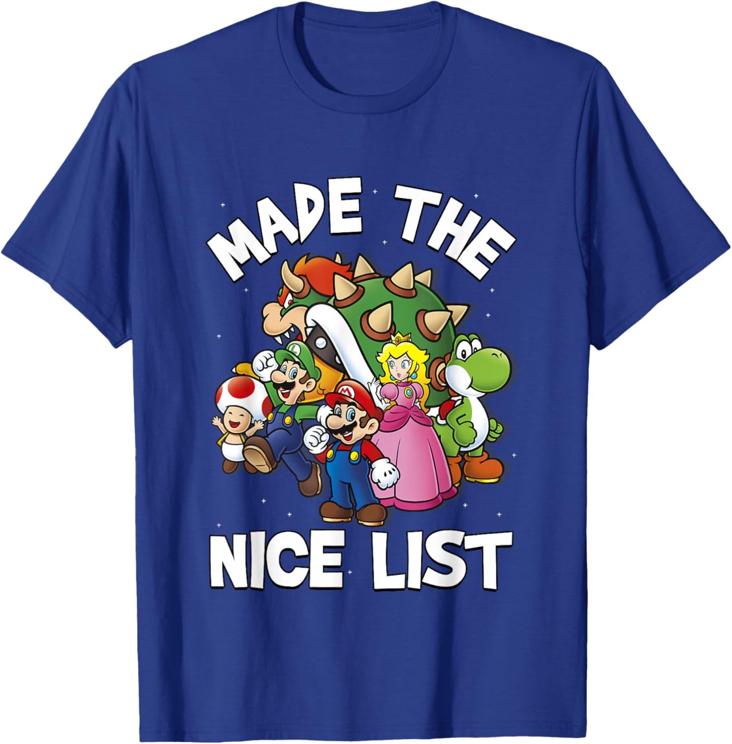 Super Mario Christmas Made The Nice List Group Shot T-Shirt - T-Shirt | Royal