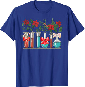 Test Tube Flower Christmas Chemistry Nerd Science Teacher T-Shirt - T-Shirt | Royal