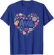 Girl Retro Ava First Name Personalized Heart T-Shirt - T-Shirt | Royal