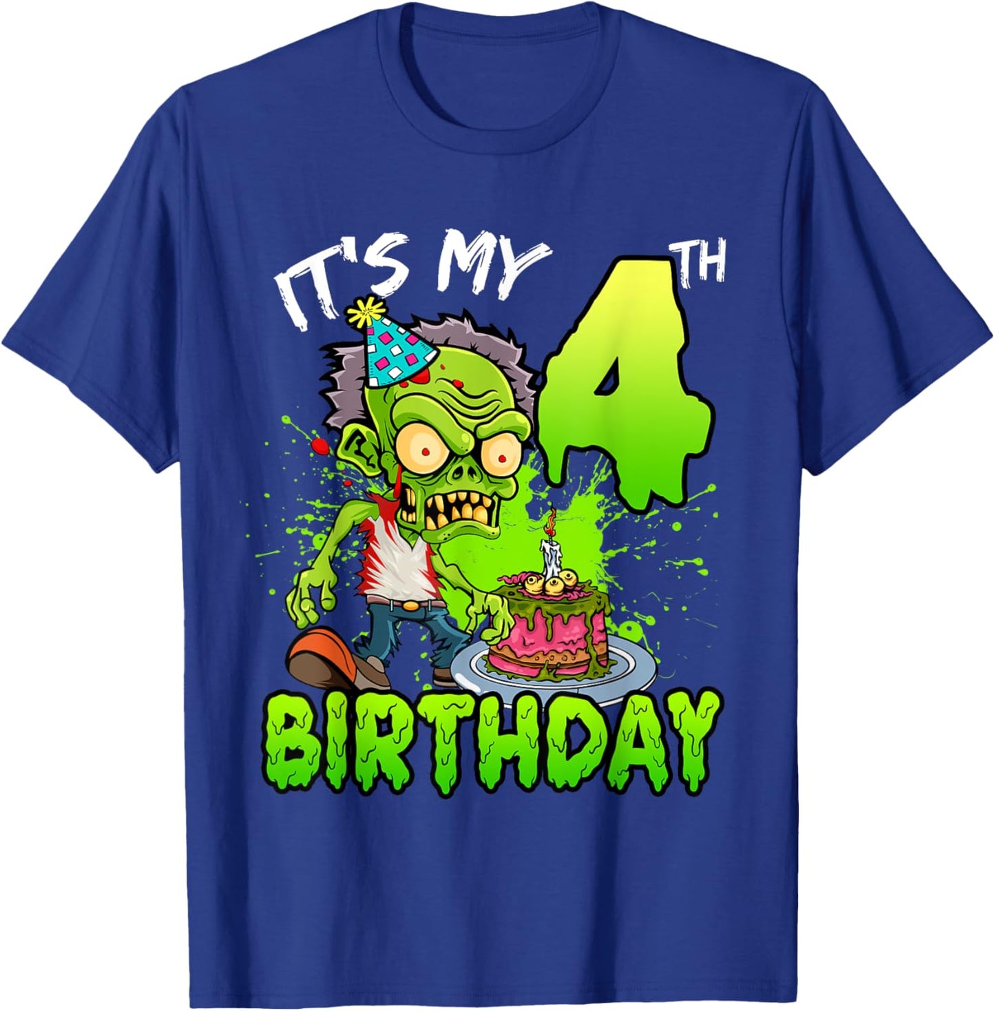 It's My 4th Birthday Zombie Lover 4 Year Old Boys Girls T-Shirt - T-Shirt | Royal