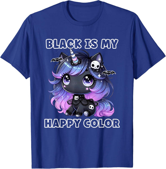 Goth Girl Black is My Happy Color Gothic Unicorn Emo Girl T-Shirt - T-Shirt | Royal