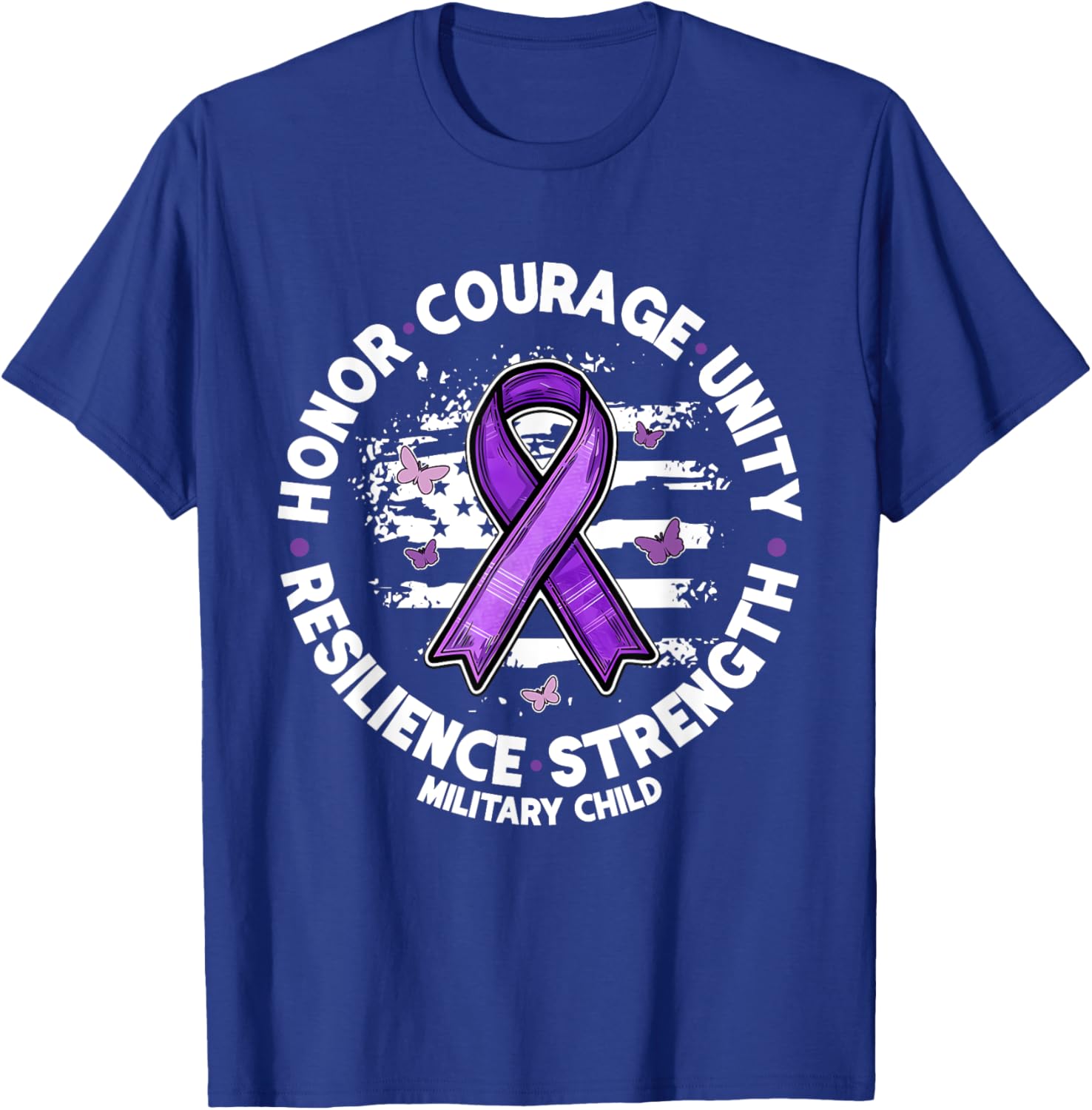 Honor Courage Unity Strength Resilience Military Child T-Shirt - T-Shirt | Royal