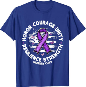 Honor Courage Unity Strength Resilience Military Child T-Shirt - T-Shirt | Royal